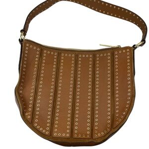 Michael Kors Dark Caramel Brooklyn Grommet Convertible Hobo Crossbody 498